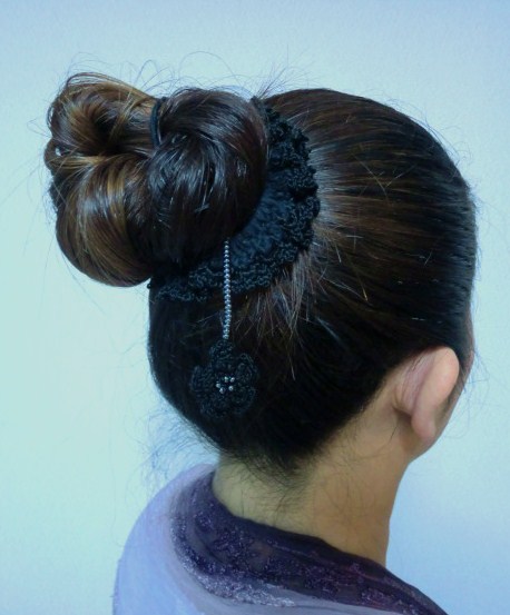 ゆれる小花のシュシュ・ブラック