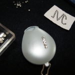 イニシャル入りネックストラップ　ブルー