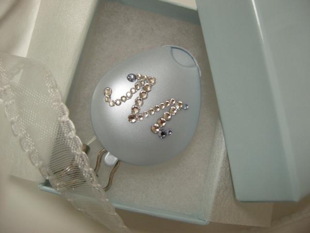 イニシャル入りネックストラップ　ブルー