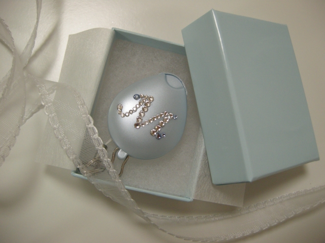 イニシャル入りネックストラップ　ブルー