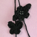 蝶と小花のラリエット・ブラック