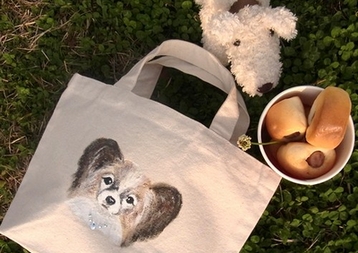 わんこの似顔絵トートバッグ